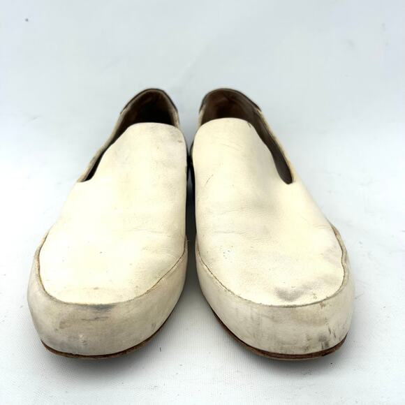 Feit Flat Slipper Loafer Slip Ons Bi Color Cream Brown Leather 37 Size 6.5 - Picture 3 of 11